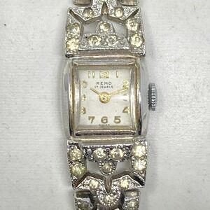 Vtg Remo Watch Women 17mm Silver Tone Bling Broken Band 17 Jewels Swiss Works